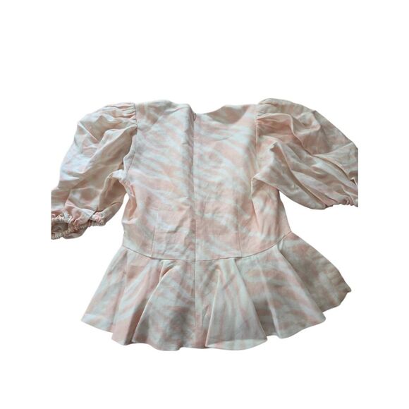 NWT Hunter Bell Conway Peplum pink print blouse sz 2 - Picture 3 of 6